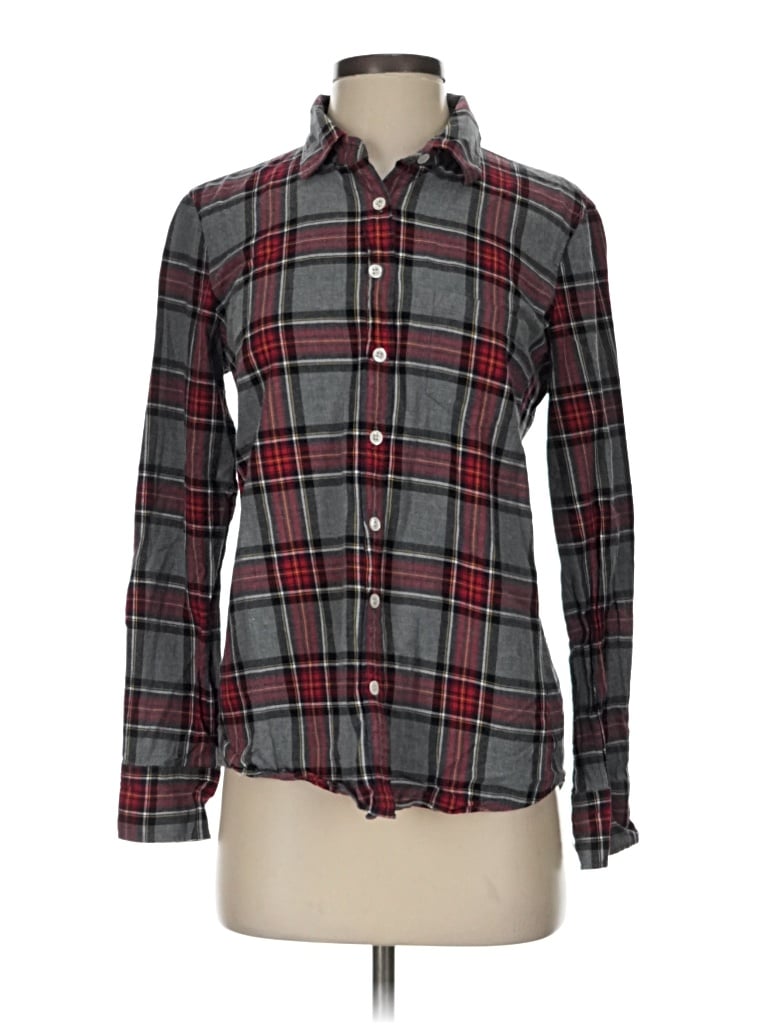 Pre-owned Jcrew Long Sleeve Polo Shirt In Gray