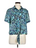 Lily White 100% Polyester Tropical Blue Short Sleeve Blouse Size XL - photo 1