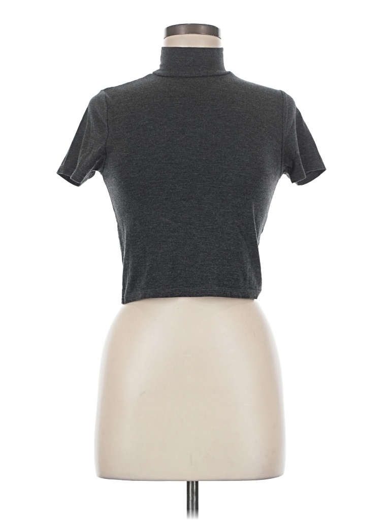 Pre-owned Forever 21 Short Sleeve Turtleneck In Gray