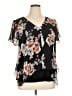 Liz McCoy Black Short Sleeve Blouse Size XL - photo 1