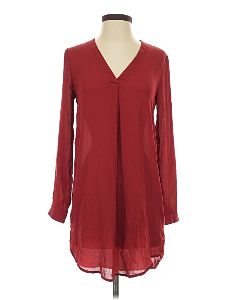 Pre-owned Forever 21 3/4 Sleeve T-shirt In Burgundy