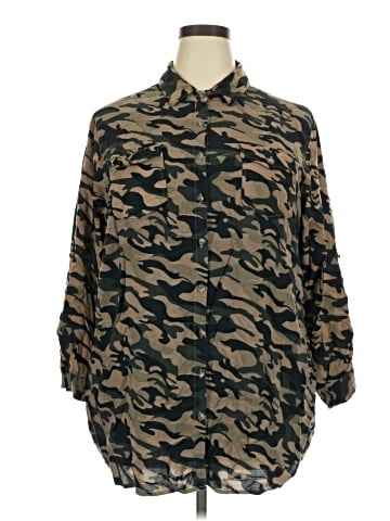 New Look 3/4 Sleeve Button-Down Shirt (view 1)