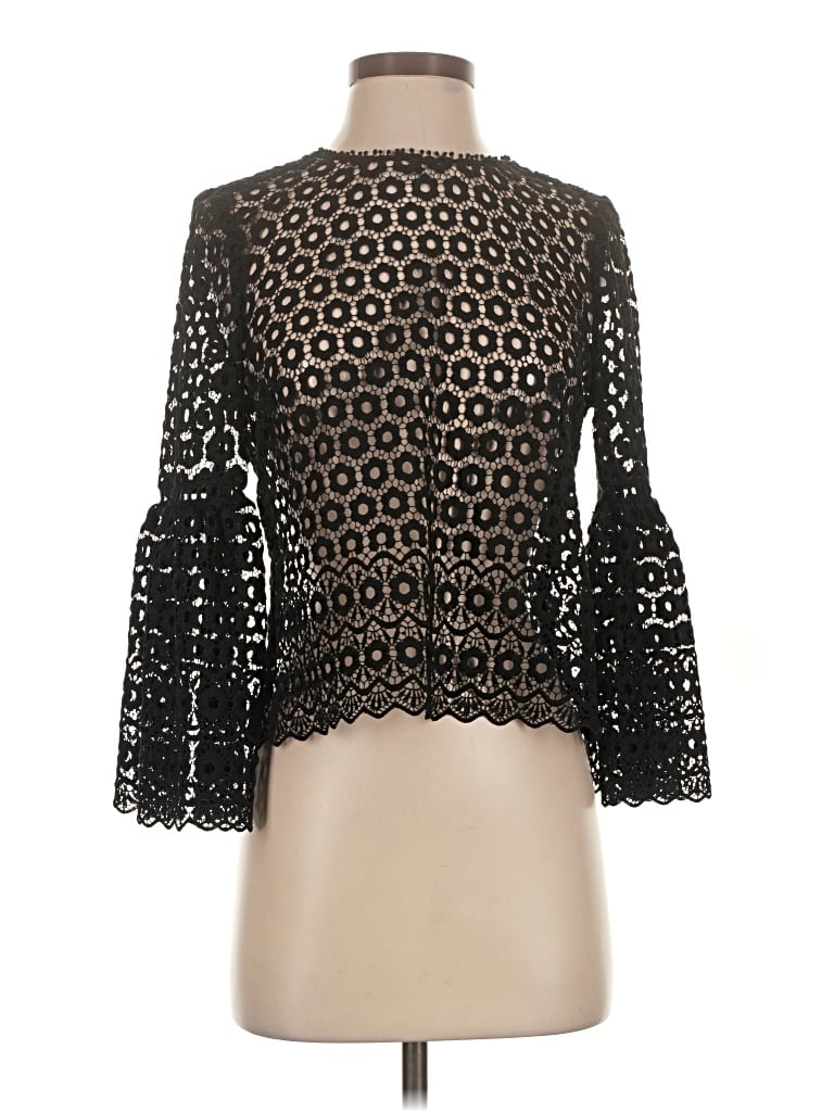 Pre-owned Jcrew 3/4 Sleeve Top Black Square Neckline Tops