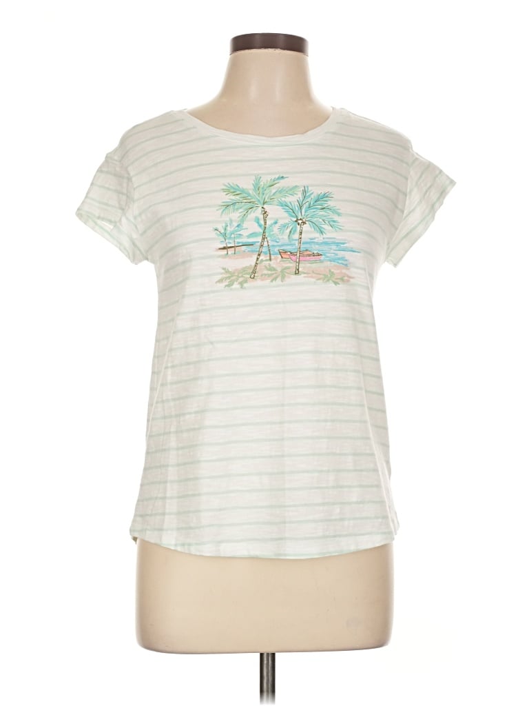 Pre-owned Talbots Outlet Short Sleeve T-shirt In Ivory
