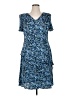 Connected Apparel 100% Polyester Print Blue Cocktail Dress Size 16 - photo 1