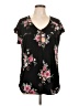 Assorted Brands Floral Black Short Sleeve Blouse Size XL (estimated) - photo 1