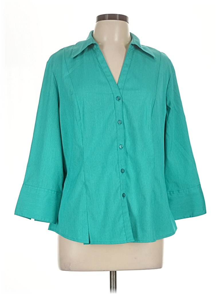 Pre-owned Cato 3/4 Sleeve Blouse In Teal