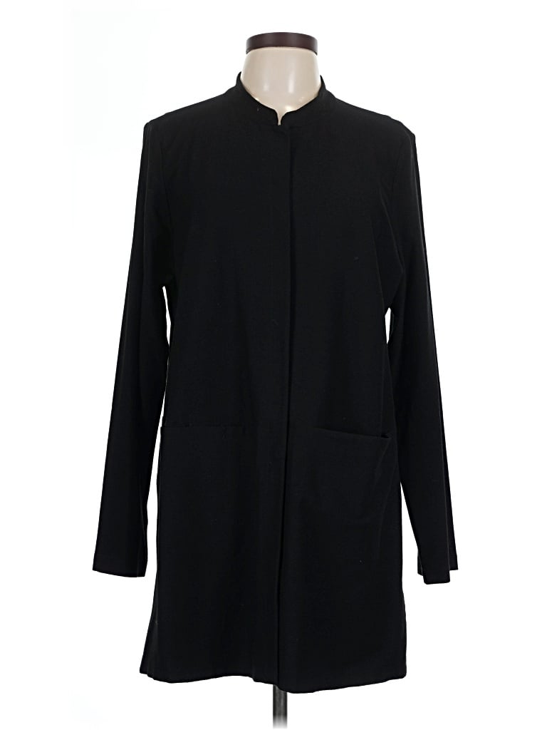 Pre-owned Eileen Fisher Coat In Black