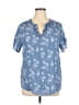Ember 100% Polyester Blue Short Sleeve Blouse Size 1X - photo 1