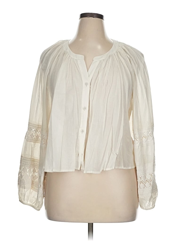 Pre-owned Aerie 3/4 Sleeve Blouse In Ivory