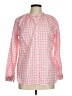 Talbots 100% Cotton Checkered-gingham Pink Long Sleeve Blouse Size M - photo 1