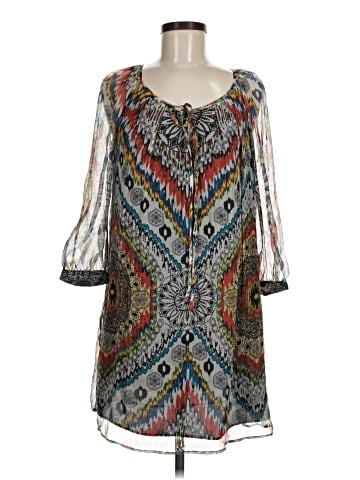 Lavender Brown 3/4 Sleeve Silk Top (view 1)