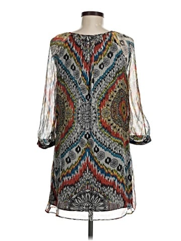 Lavender Brown 3/4 Sleeve Silk Top (view 2)