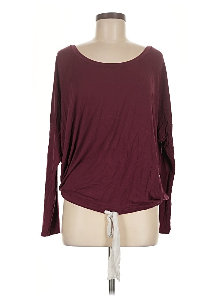 Pre-owned Eberjey Long Sleeve T-shirt In Burgundy