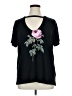 Just Fab Floral Black Short Sleeve T-Shirt Size 1X - photo 1