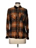 Maurices 100% Rayon Plaid Brown Long Sleeve Button-Down Shirt Size L - photo 1