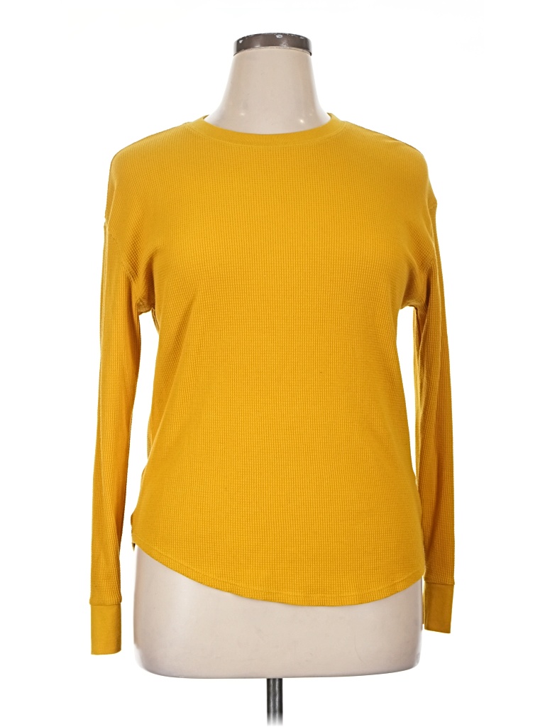 Pre-owned Time And Tru Long Sleeve T-shirt In Yellow