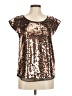 Julie Brown 100% Polyester Metallic Brown Short Sleeve Top Size 8 - photo 1