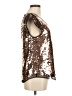 Julie Brown 100% Polyester Metallic Brown Short Sleeve Top Size 8 - photo 4