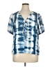 Sam and Jess 100% Polyester Tie-dye Blue Short Sleeve Blouse Size XL - photo 1