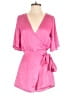 Day + Moon 100% Polyester Solid Pink Romper Size S - photo 1