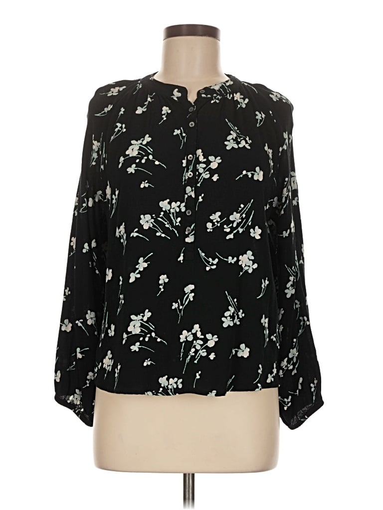 Pre-owned Jcrew 3/4 Sleeve Blouse In Black