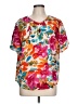 Shein Curve 100% Polyester Floral Pink Short Sleeve Blouse Size 12 - photo 1