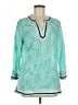 Talbots 100% Cotton Teal 3/4 Sleeve Blouse Size M - photo 1