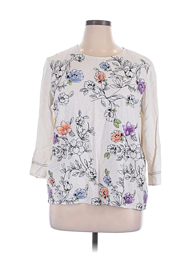 Pre-owned Jjill 3/4 Sleeve Blouse In Ivory