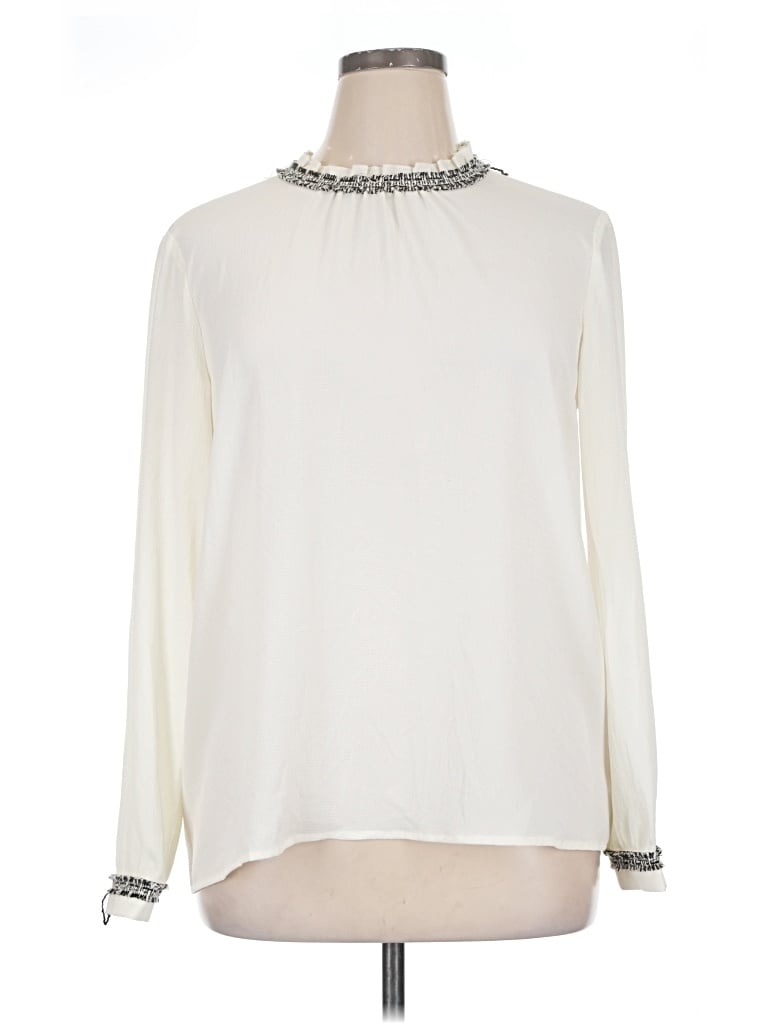 Pre-owned Downeast Long Sleeve Blouse In Ivory