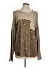 GiGio 100% Polyester Tweed Brown Long Sleeve T-Shirt Size S - photo 1