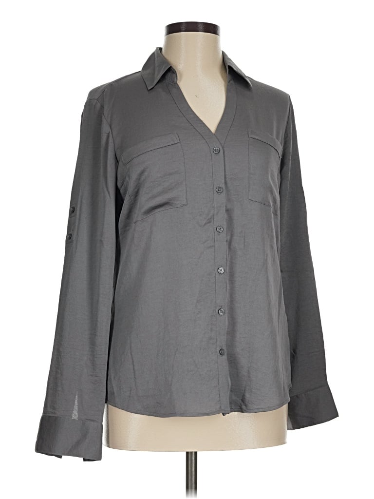 Pre-owned Express Long Sleeve Blouse In Gray