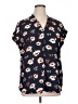 Pleione 100% Polyester Floral Blue Short Sleeve Blouse Size XL - photo 1