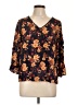 Rusttydustty 100% Viscose Floral Brown 3/4 Sleeve Blouse Size L - photo 1
