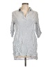 Thread & Supply 100% Rayon Stripes Silver 3/4 Sleeve Button-Down Shirt Size L - photo 1