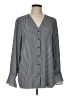 T Tahari 100% Polyester Stripes Gray Long Sleeve Blouse Size L - photo 1