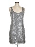 Express 100% Polyester Metallic Silver Cocktail Dress Size L - photo 1