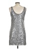 Express 100% Polyester Metallic Silver Cocktail Dress Size L - photo 2