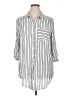 Vixbe 100% Rayon Stripes Silver 3/4 Sleeve Button-Down Shirt Size XL - photo 1