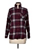 Love Notes 100% Cotton Plaid Burgundy Long Sleeve Button-Down Shirt Size M - photo 1
