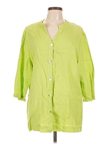 Hot Cotton 3/4 Sleeve Button-Down Shirt (view 1)
