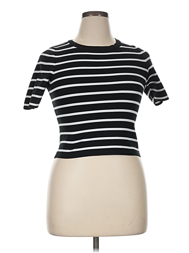 Pre-owned Happily Grey Short Sleeve Turtleneck In Black