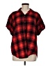 Express Plaid Red Short Sleeve Button-Down Shirt Size M - photo 1