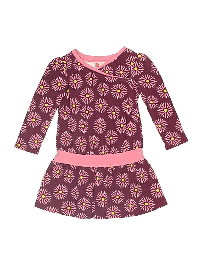 Pre-owned Tea Kids' Dress In Burgundy