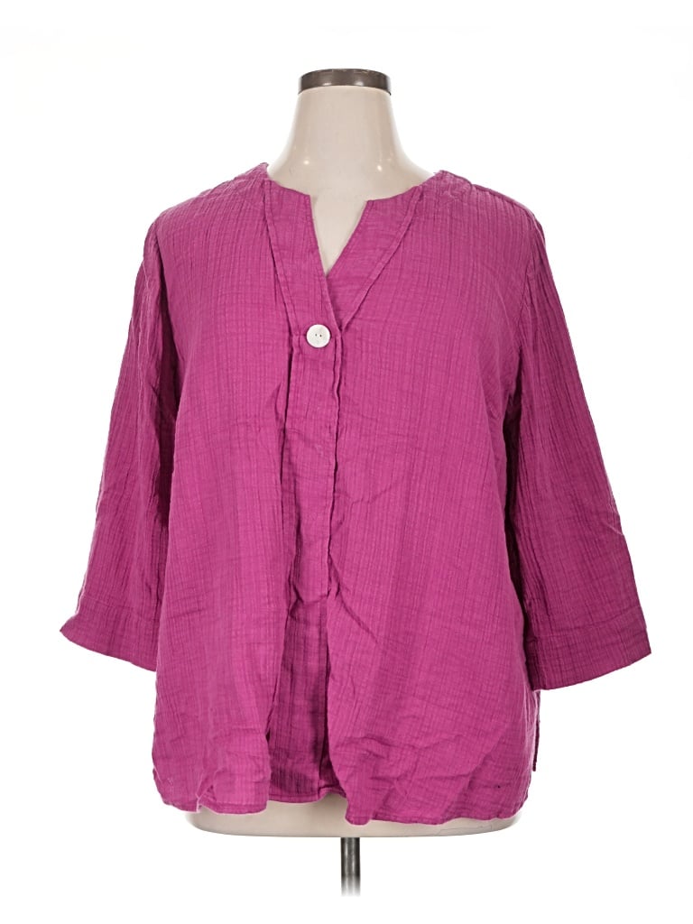 Pre-owned Purejill 3/4 Sleeve Blouse In Purple