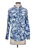 Equipment Print Blue Long Sleeve Blouse Size S - photo 1