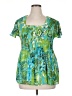 Cato 100% Polyester Green Short Sleeve Blouse Size 14 - photo 1