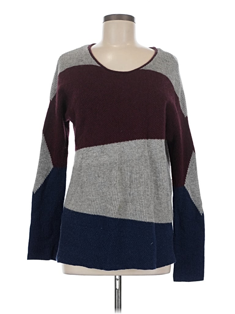 Pre-owned White + Warren Cashmere Pullover Sweater In Burgundy
