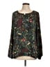 Christopher & Banks 100% Polyester Animal Print Black Green Long Sleeve Blouse Size L - photo 1