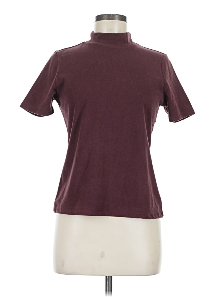 Pre-owned Cyrus Short Sleeve Turtleneck In Burgundy